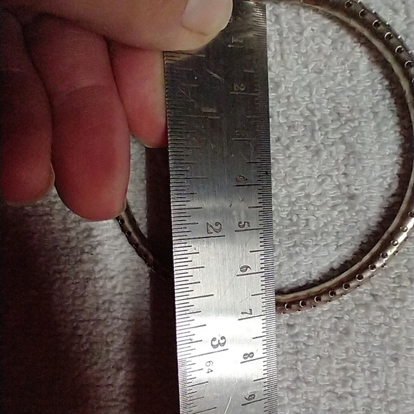 Silvertone holey bangle bracelet 2.5 wide - Picture 2 of 4